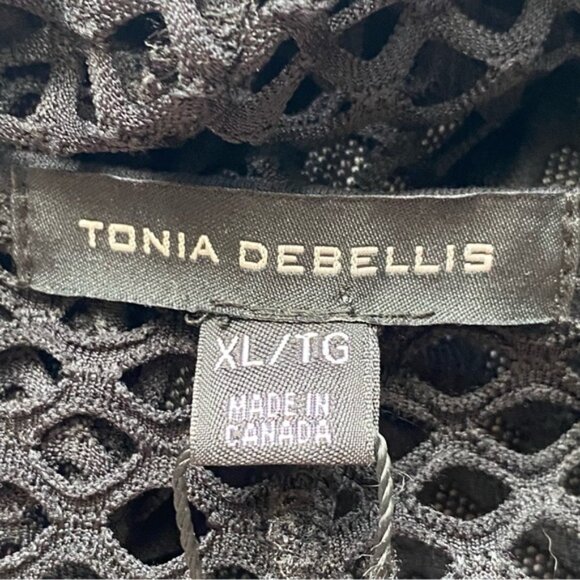 Tonia Debellis Tunic Womens XL Black Knit Mesh Long Sleeve High Low Lagenlook - Picture 7 of 15